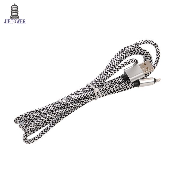 

500pcs/lot metal double color nylon woven twist wire usb data sync charger cable cord for samsung lenovo huawei android phones