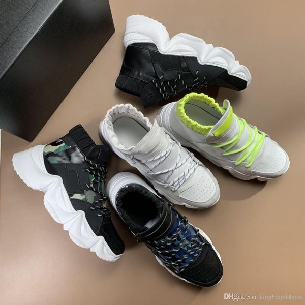 

luxury shoes autumn 2019 new models men sneakers genuine leather high-men shoes thick bottom casual sport shoes, Black