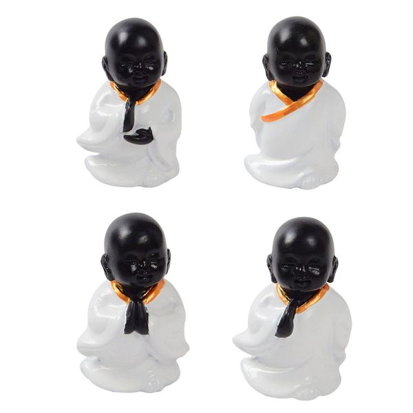 

4piece little monk statue ornament resin buddha figurine white feng shui