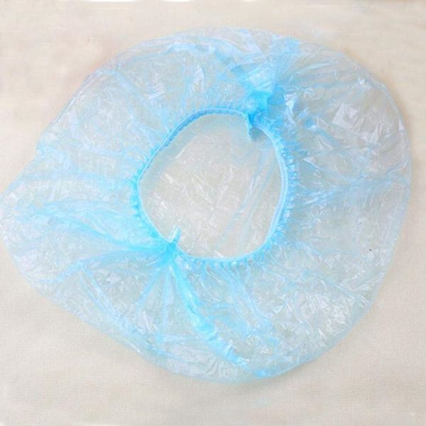 

100pcs clear disposable plastic shower bath caps for spa hair salon for l/home use other bath toilet supplies