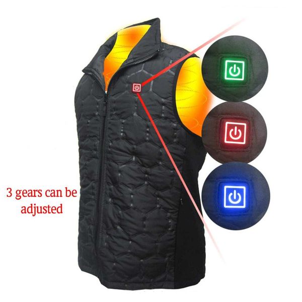 

men women electric heated vest jacket new usb heating jacket ultra-thin warm winter clothes thermal outdoor sleeveless vest, Gray;blue