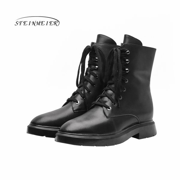 

women flat ankle boots short black autumn boots for women laces up fashion 2020 shoes