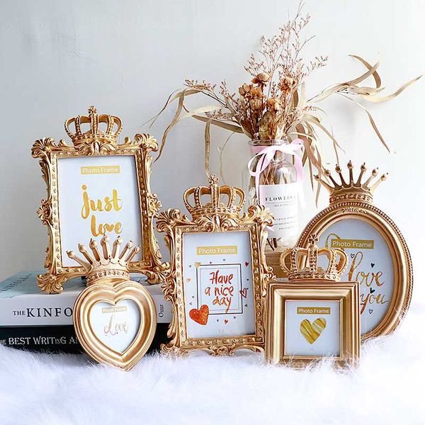 

1 pc 5 модель барокко стиль золотая корона home decor творческий смола picture desktop рамка для фото рамка для подарков друзей