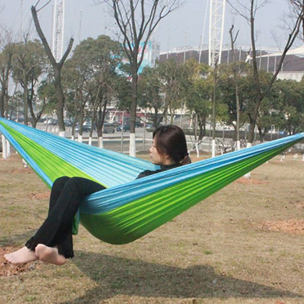 

portable parachute cloth outdoor double hammock 2 person hamaca hamak rede garden hanging chair sleeping travel outdoor use