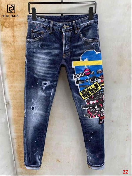 

f.n.jack new arrival mens jeans slim fit hip pants for man denim skinny zipper man trousers, Blue