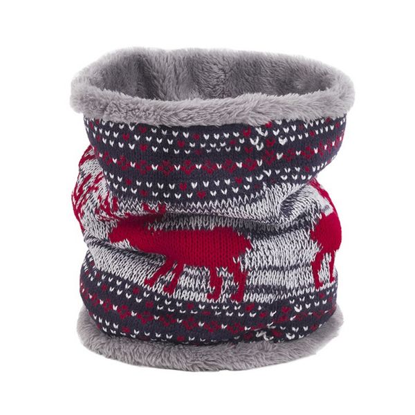 

ring warm scarves christmas printed knitted scarves fleece winter one-circle men women female elastic knit neck warmers, Blue;black
