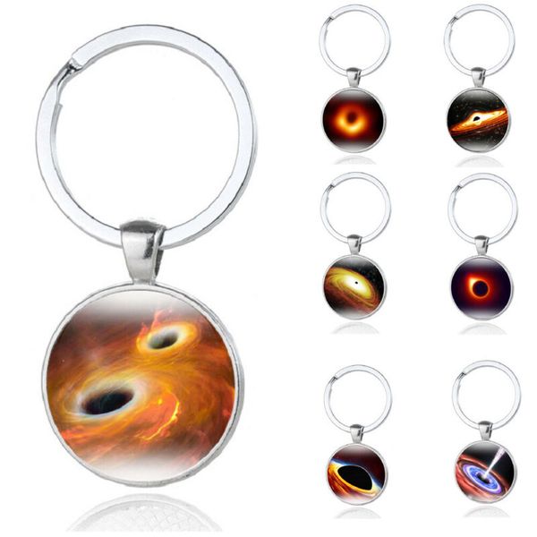 

women/men's handmade cosmic planet black hole tire keyring gemstone key chains key rings alloy charms gifts wholesale favors