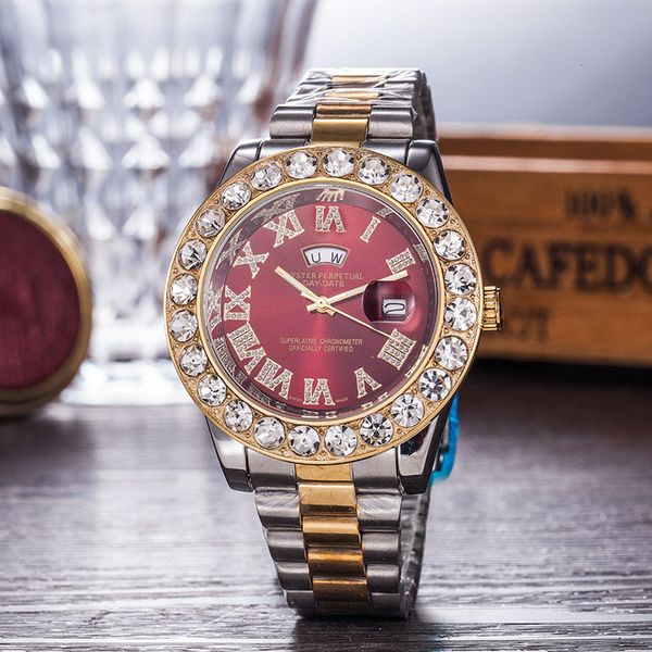 

Новые Золотые Люксовые Мужские Автоматические Iced Out кварцевые Часы Мужские Мароч