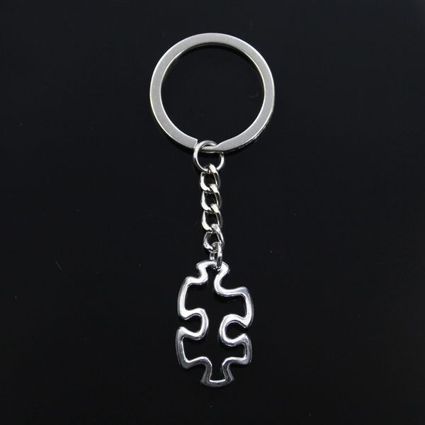 

Hot Fashion jigsaw puzzle piece autism awareness 30x18mm Pendant Key Ring Metal Chain Silver Men Car Gift Keychain