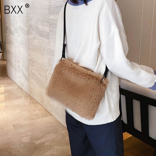 

bxx] faux fur crossbody bags for women 2019 fashion design solid color winter shoulder messenger bag lady warm handbags hj586