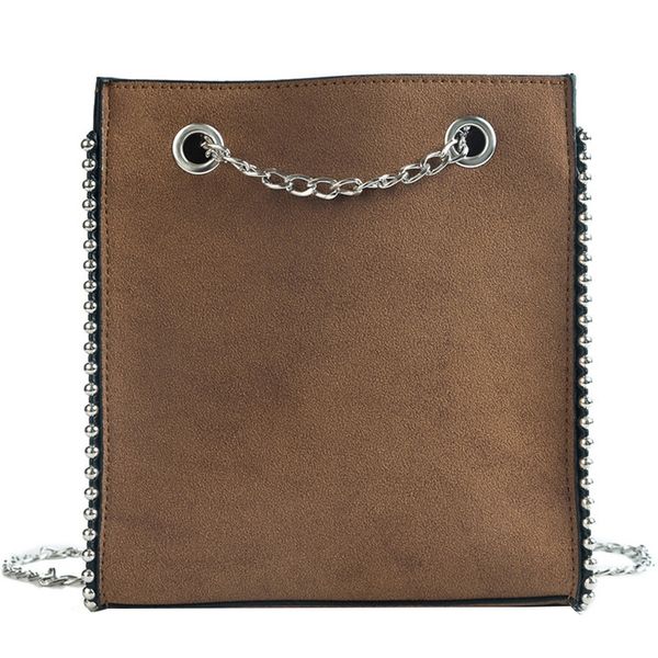 

bag women's shoulder bag big leather rivet casual fashion women's handbag capacity handbags brown