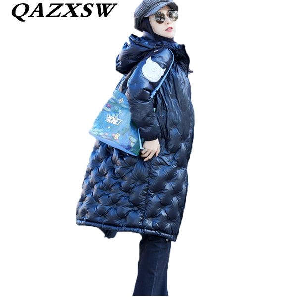 

2018 new women autumn winter down coat large size long down jacket women thick hooded coat fashion warm couple outerwear lf123, Black
