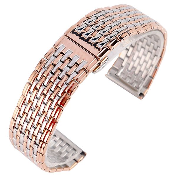 

20mm 22mm silver gold two tone straight end solid screw links stainless steel replacement watch band strap adjustable bracelet accessory, Black;brown
