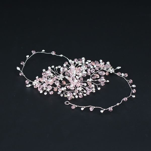 

handmade pink crystal hair jewelry for wedding bride beautiful rhinestone headbands hair accessories for women and girl, Golden;white