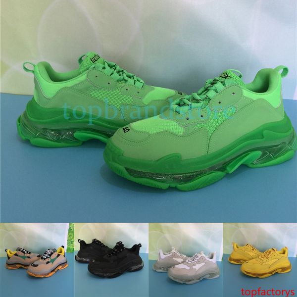 

triple s men designer shoes clear sole black neon green white yellow rainbow gym red blue grey women luxury fashion sneakers