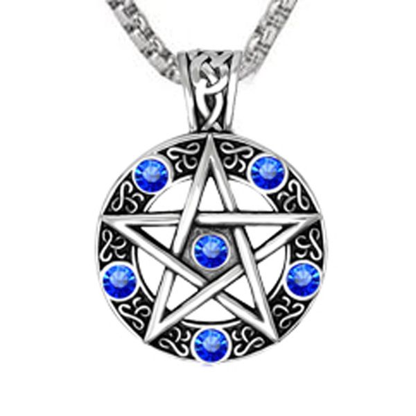 

cuteeco dropshipping vintage style witch necklace gothic pewter pentagram pentacle pagan wiccan pandent necklace for men jewelry, Silver