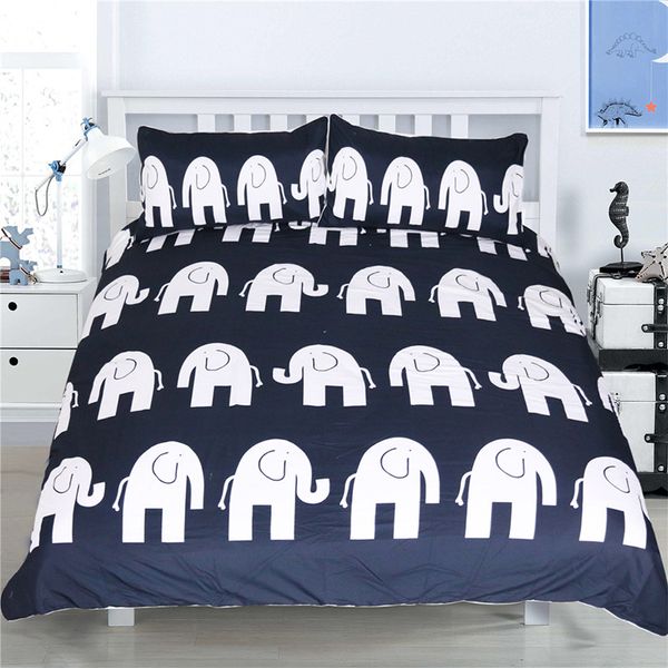 Blue Elephant Printed Comforter King Queen Size Bedding Set Boho