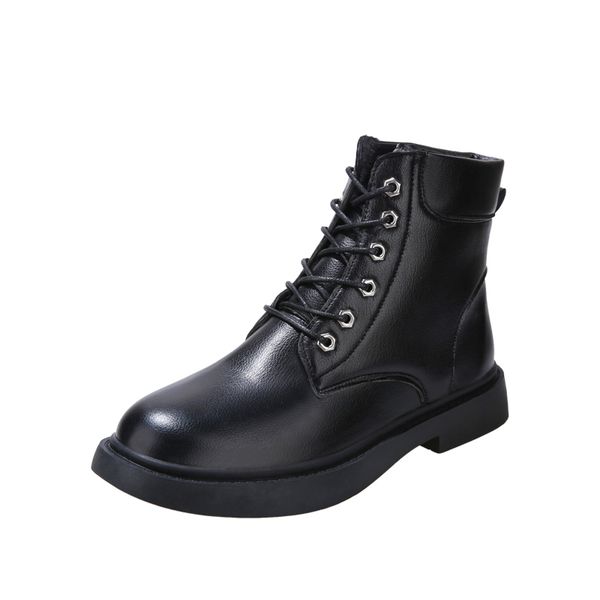 

winter boots ankle for women show leg length fall winter lace up all-match comfort style plus velvet feet small black