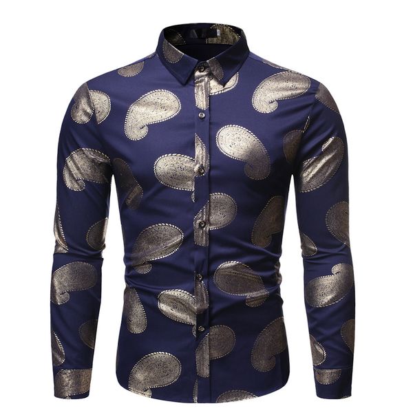 

mens trend nightclub print shirt slim fit long sleeve shirt male social casual party chemise homme dress chemises, White;black