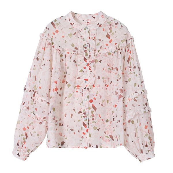 

chiffon shirt womens 2020 new girl flroal shirt lantern sleeve blouse ol shirt spring autumn shirts s-2xl, White