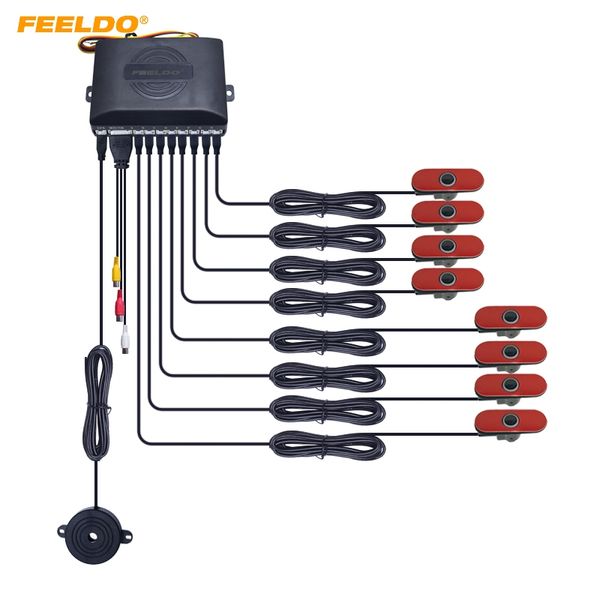 

feeldo 1set car original style 16.5mm 8-sensor video rearview visual parking sensor backup radar system 3-color #fd-2936