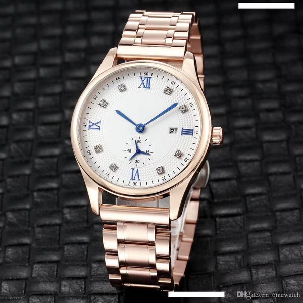 

2019 mens watches stainless steel watch fashion casual clock big dial man joker white rose gold wristwatches watch ing, Slivery;brown