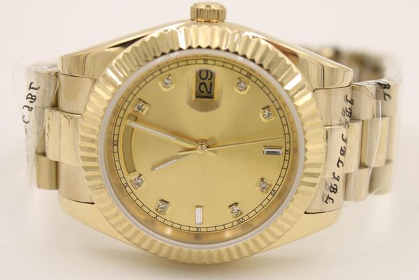 

2020 brand watch 40mm day -date champagne dial 18k yellow gold president daydate automatic watches men sapphire glass men dress wristwatch, Slivery;brown