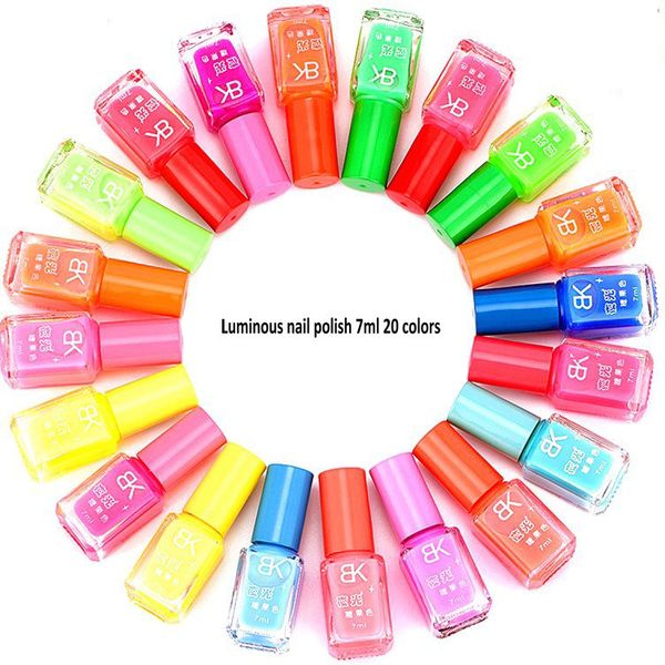 

nail art bk fluorescent neon luminous nail polish candy colors glow in dark enamel varnish esmaltes 7ml