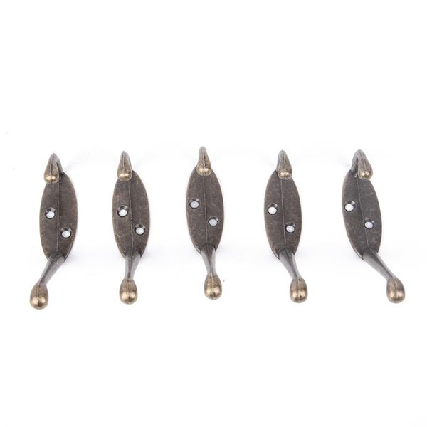 

5pcs classic antique industrial style double coat hooks vintage cast iron hanger
