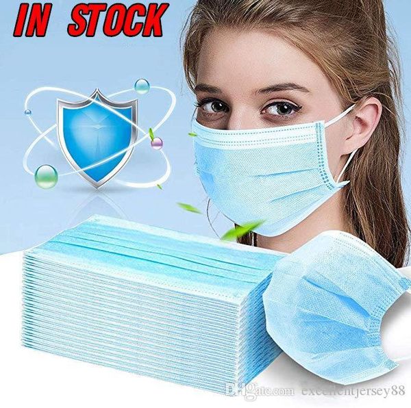 

in stock non woven disposable face mask 3 layers earloop anti-dust face masks dhl shipping