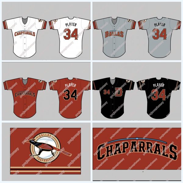 

Custom Dallas Chaparrals Vintage Baseball Jersey 100% Stitched Embroidery Logos Jersey For Mens Womens Youth Mix Order S-XXXL High Quailty