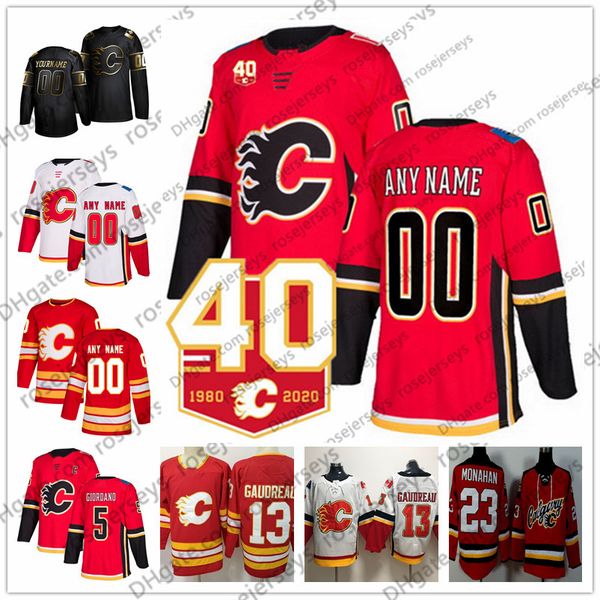 

индивидуальные калгари flames красный 50 джерси пользовательские любое число имя мужчины женщины молодежь малыш винтаж черный белый gaudreau, Black;red