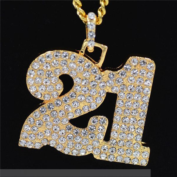 

european and american street dance accessories water cuban chain men's hip hop pendant jewelry no.21 necklace, Silver