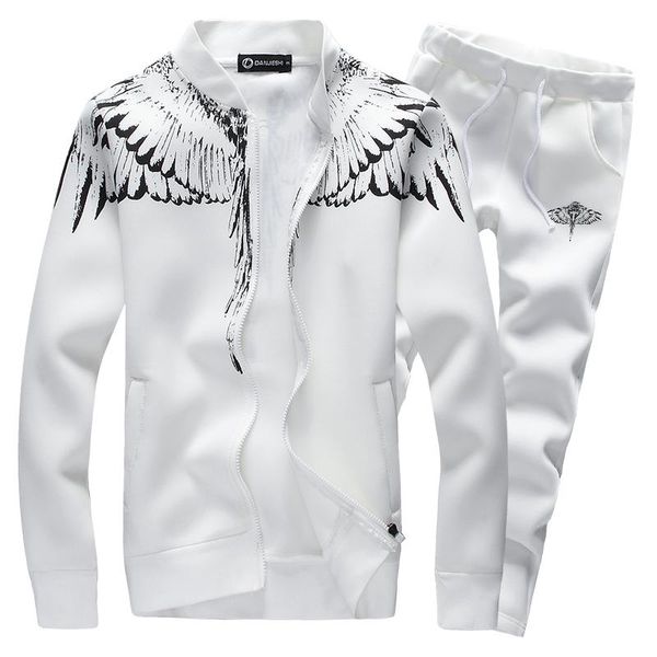 

menbrand повседневный wing печати tracksuit комплекты мужские 2pcs толстовка мужские костюмы marque толстовки горячие костюмы распродажа, Gray