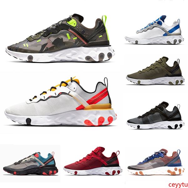 

react element 87 x undercover 55 мужские кроссовки тур желтый камуфляж оливковый мужчины женщины тройной черный белый проклеенные швы кроссо