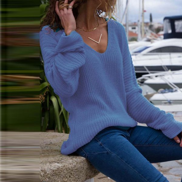 

2019 new fashion sweater women pullover solid knitted long sleeve v-neck sweater short autumn, White;black