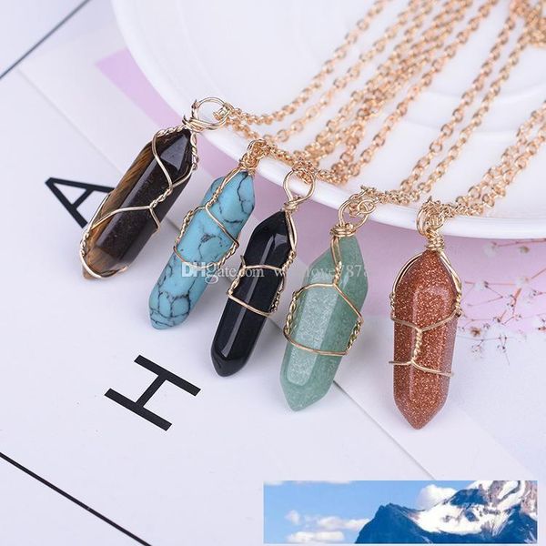 

men stone chain necklaces bullet crystal gun healing silver for steel pendant stainless quartz and gold women natural fashion jewelry b fwqn