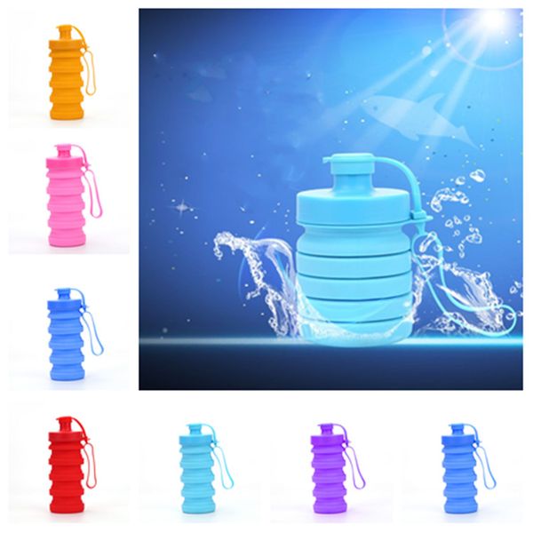 

creative folding water bottle silica gel fold telescopic tumbler sports cups drinking cups camping hike drinkware 400ml t2i5392
