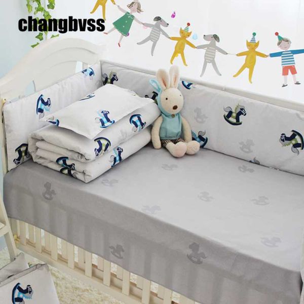 

4-10pcs new arrival cotton baby cot bedding set newborn cartoon crib bedding detachable quilt pillow bumpers sheet cot bed linen