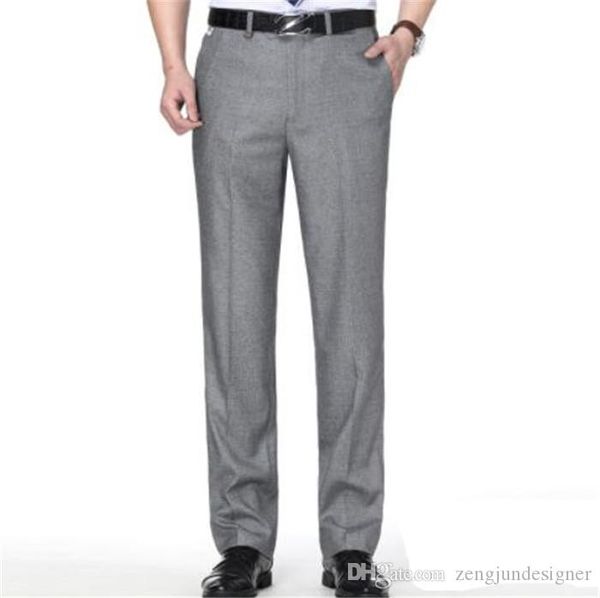 

mens business style suit pants fashion designer formal homme clothing regular zipper fly button casual apparel, Black