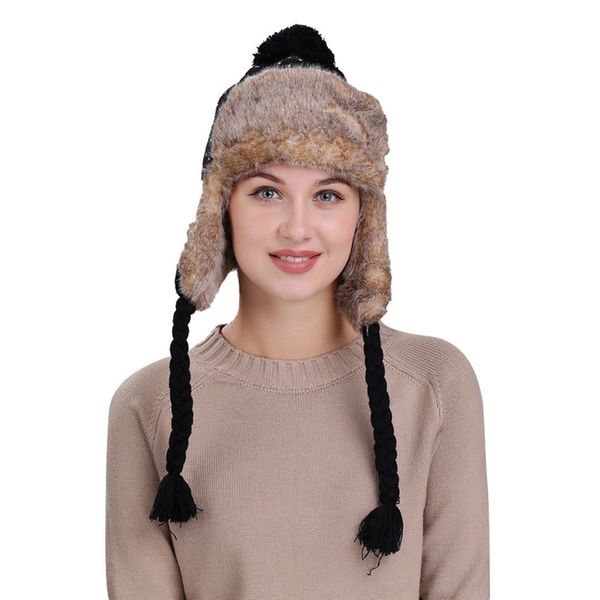 

chamsgend 2017 warm women winter hat with ear flaps snow ski thick knit wool beanie cap hat dropship 171020, Blue;gray