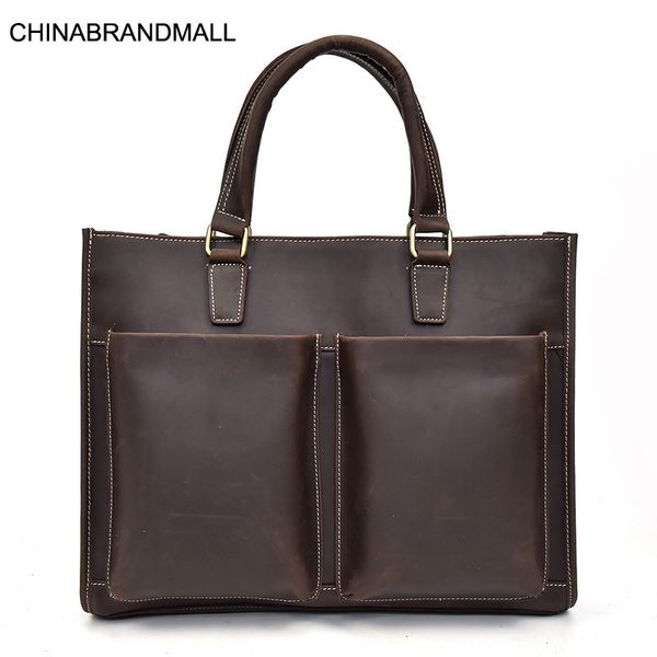 

подлинная кожа корова кожи мужчины твердого случайные портфель ноутбук сумка