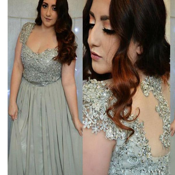

2020 plus size special occasion dresses a line cap sleeves lace appliques beaded cap sleeves long chiffon prom evening gowns, Black