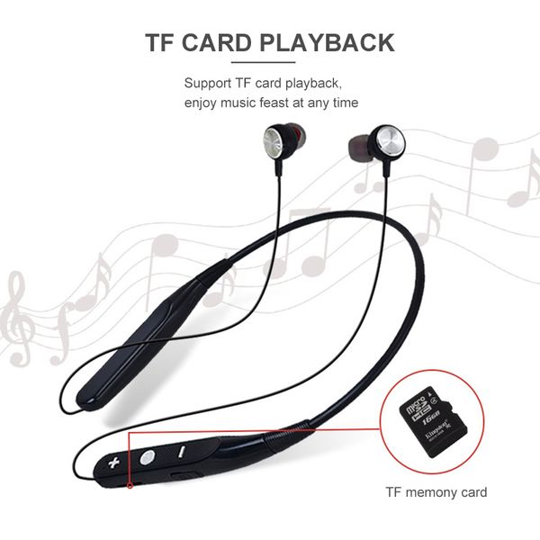 

733 bluetooth earphones wireless headphones sport neckband support tf card earbuds headset with mic for smart phone