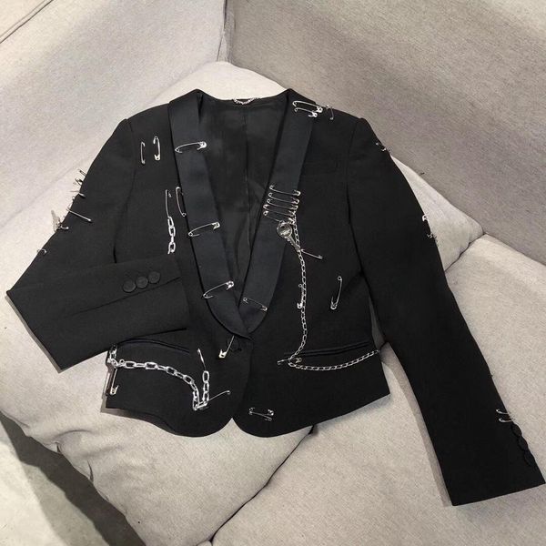 

2019 new ladies fashion long-sleeved lapel stitching small suit short coat 0731, Black;brown
