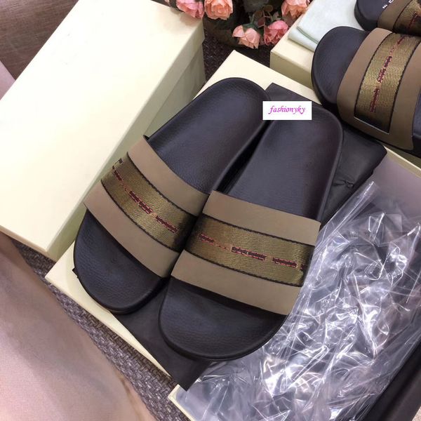 

new summer fashion off casual shoes indoor beach slippers white printing couple shoes with box, Black