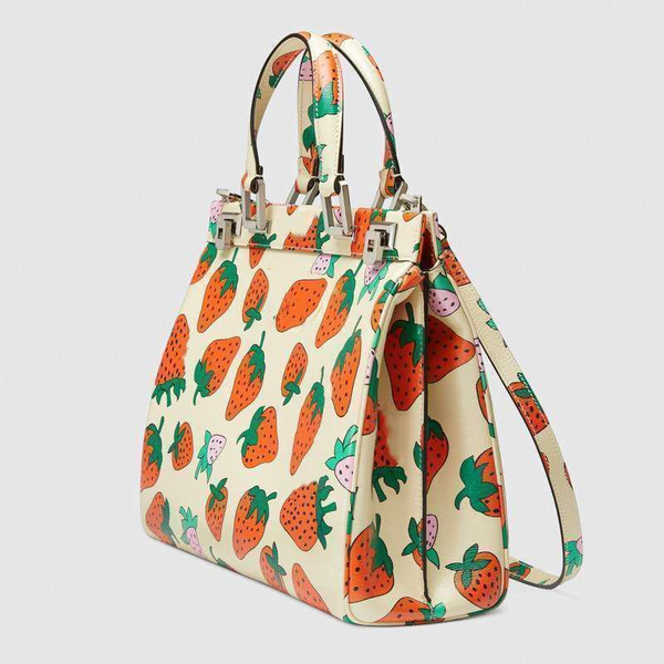 

2020 new ladies zumi strawberry print ivory leather 5a quality designer handbag crossbody bags g shopping shoulder bag large capacity2563#