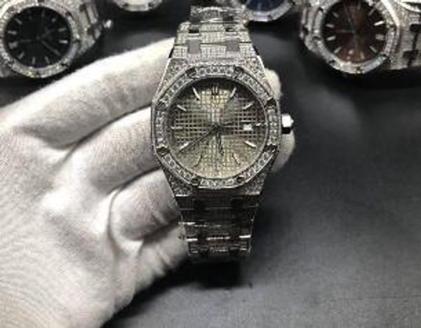 

Fa hion brand 15400 hine diamond aaa automatic movement 41 mm luxury men 039 watch mineral tempered gla mirror