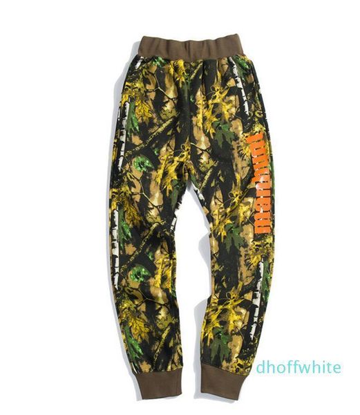 

casual fashion sports trousers for run men casual fashion sports trousers for sport tracksuit camouflage mens joggers leaves printed pant, Black