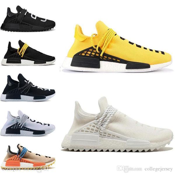 

2019 designers human race hu trail pharrell williams running shoes nerd black cream holi trainers mens women sports runner sneaker size 5-12